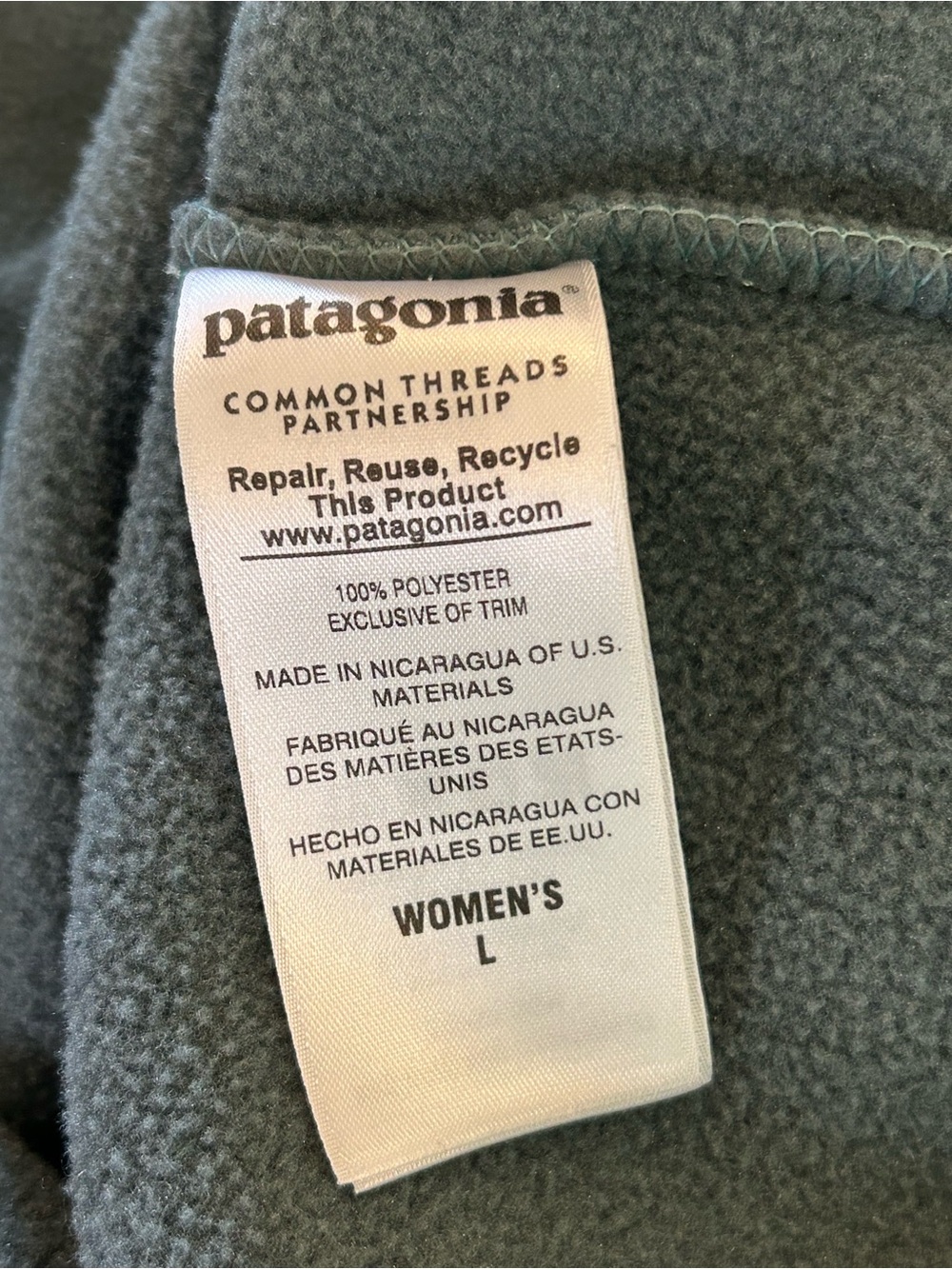 Patagonia Synchilla Snap-T Fleece Pullover Womens Large Teal Gray Colorblock - Picture 7 of 8